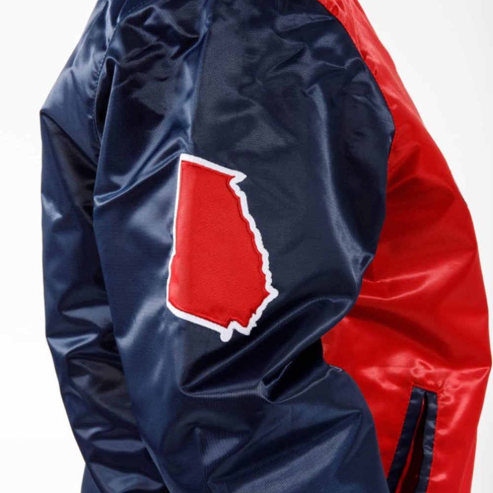 Starter Atlanta Braves MLB Satin Bomber Jacket Authentic Black Label - Picture 3 of 5